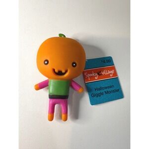 Spooky Village Halloween Giggle Monster Pumpkin Figure Orange Green Pink NEW